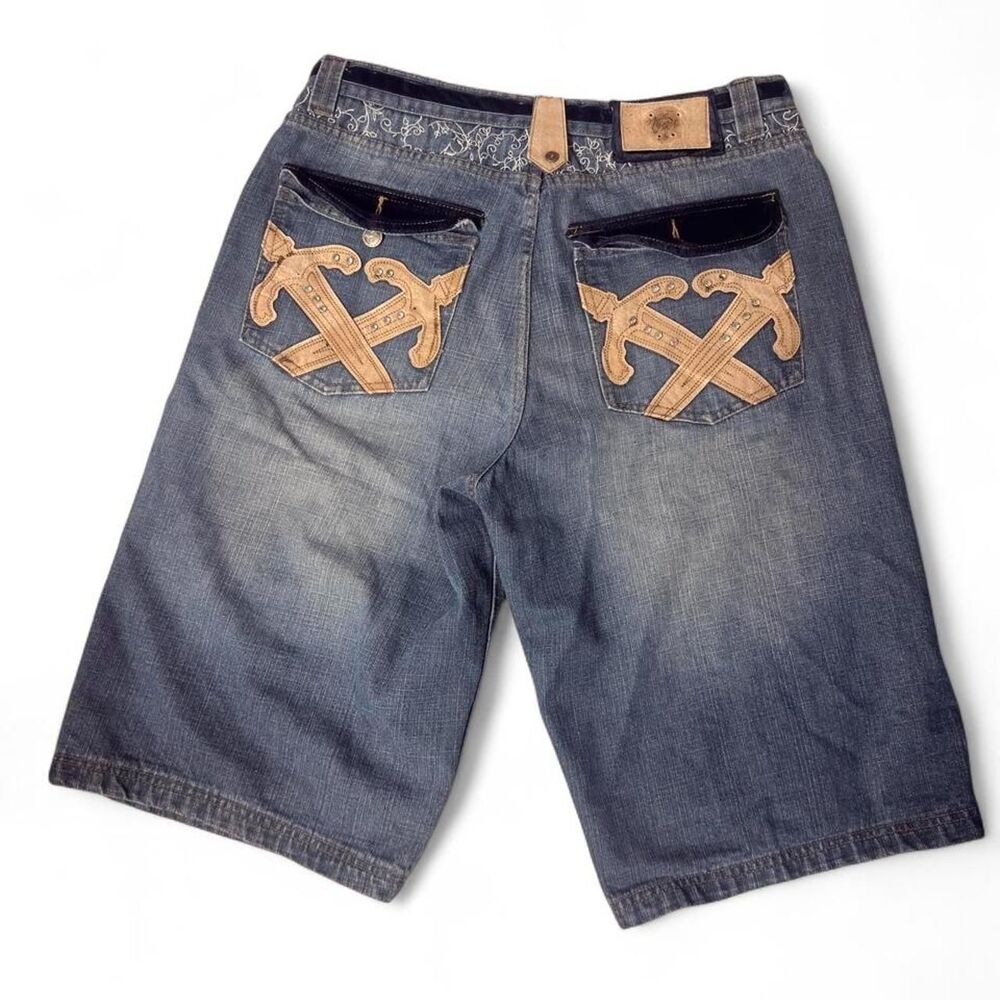 (2005-2009) Crown Holder Crossed Sword Shorts - Denim - 38